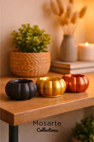 Mosarte مجموعة من 3 قطع ديكور / مزهريات بتصميم القرع البسيط