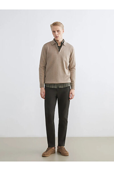 LC Waikiki Beige Polo Neck Men's Sweatshirt