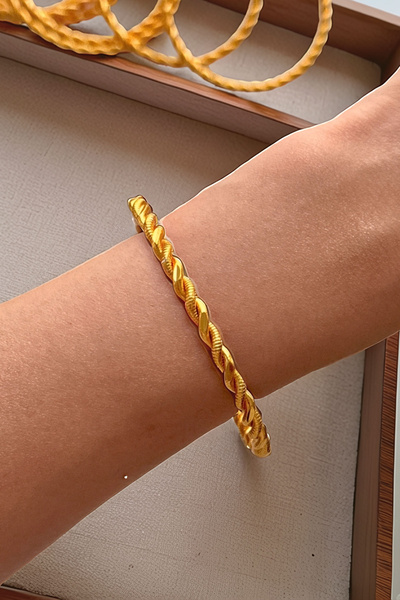 bacc Trend 22 Ayar Altın Kaplama Kadın 2 Telli Burma Bilezik Modeli BCYJ-251000