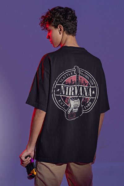 SEVBANO تي شيرت فرقة الموسيقى الأسطورية نيرفانا راك مطبوع للجنسين قصة فضفاضة