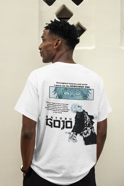 SEVBANO Tricou anime unisex supradimensionat cu imprimeu pe spate Gojo Satoru...