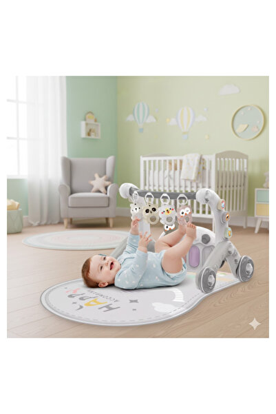 LAOBAN 6-in-1 Baby Walker, Multifunctional Baby Play Mat, Baby Gym Mat with Kick GRAY