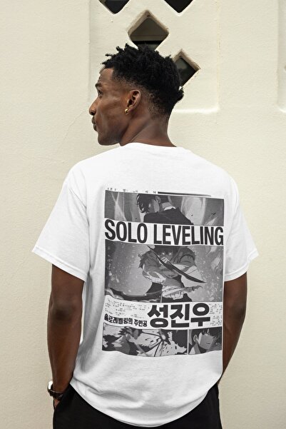 SEVBANO تي شيرت سولو ليفلينغ سيرت مطبوع للجنسين قصة فضفاضة أنيمي