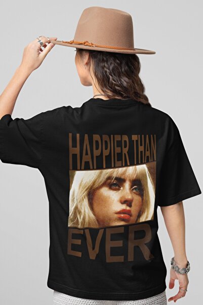 SEVBANO Πιο χαρούμενη από ποτέ Billie Eilish Μπλουζάκι Unisex Oversize με στά...