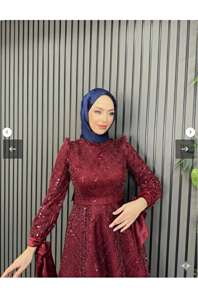 VAIMONI MODA Vittoria Kolu Fiyonk Boncuk İşlemeli Abiye