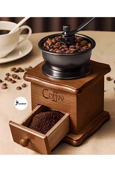 Eşya Dünyası Nostalgic Wooden Coffee Grinder - Handmade Manual Coffee Grinder with Ceramic Grinder - Vintage Model