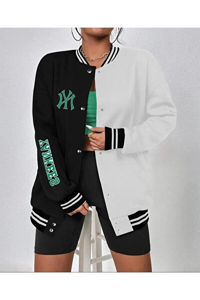 IVORA WEAR Women's Embroidered College Jacket - Black