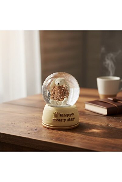 POPÜLER SEPET Pilli Işıklı Müzikli Kar Küresi–Sevimli Ayıcık Figürlü Eğlencel...