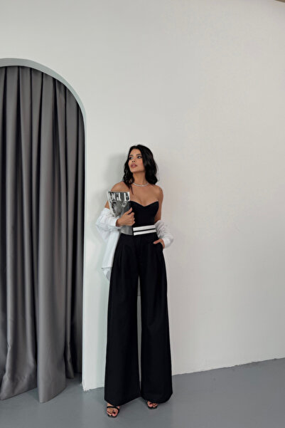 Wear Up Pants with waist strip detail - black