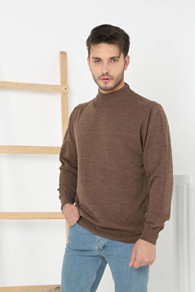 IVORA WEAR    Men's Half Turtleneck Sweater - Brown