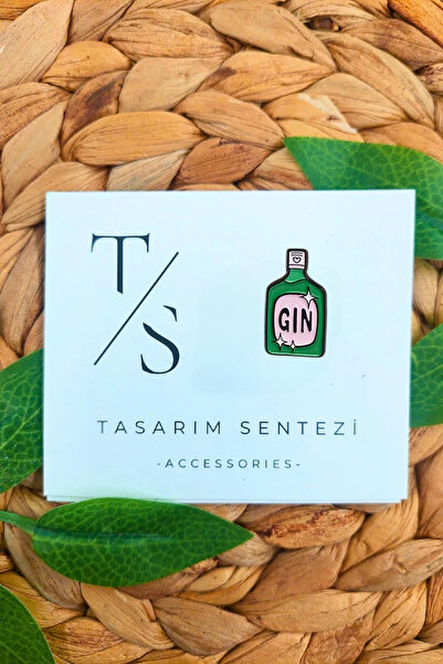Tasarım Sentezi Rozet Metal Broş Cin İçki Şişesi Gin Alkol Kokteyl Bar Barmen...