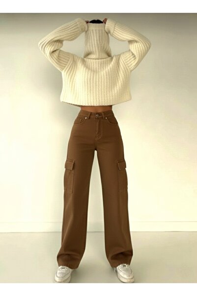 NWC Cery 90`S Stretch Fabric Shabby Cargo No Back Pocket Brown Super High Wai...