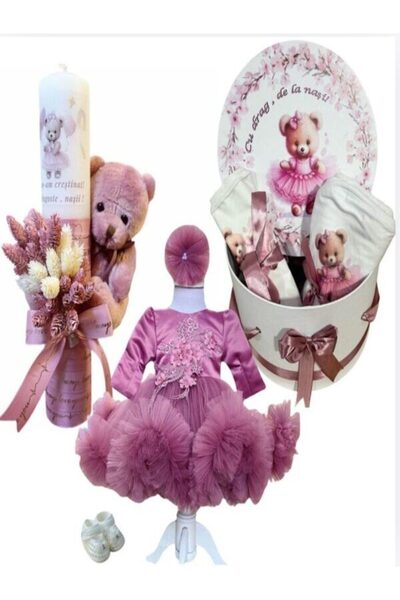 Hainute Magice Trusou botez fete – Baby in Pink Baptism Set