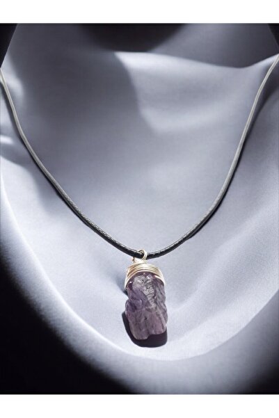 escoines koleksiyon Escoines Real Amethyst Natural Stone Pendant Handmade Minimal Unisex Design 39963695070Cc44597