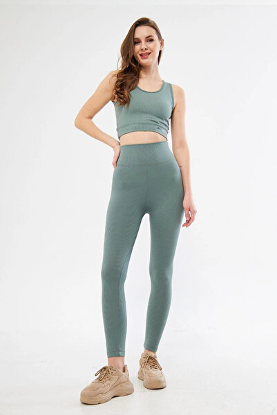 ARONA Women's Crop Tights Double Sports Set - Ice Blue