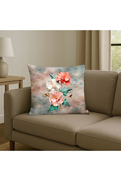 MİNOZA Digital Printed Soft Flower Patterned Decorative Throw Pillow Cover 1 ...