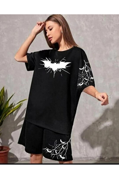 Silerra Silks Unisex Printed Shorts Set - Black