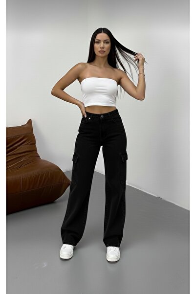 NWC Cery 90`s material elastic Casual Cargo fără buzunar din spate, negru, Su...