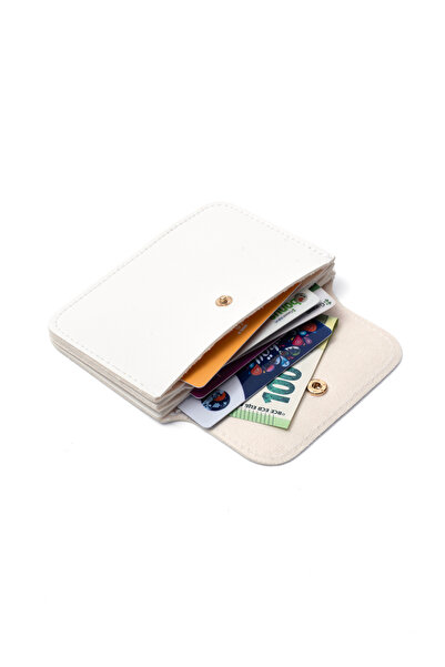 macsoo Faux Leather White Multi-Compartment Card Holder Wallet - Accordion Model Unisex Business Card Holder