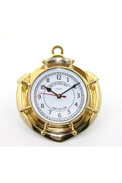 EASERA TİCARET Brass Wall Hanging Anchor Clock Ksk2049