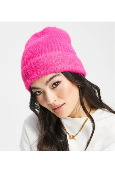 Silerra قبعة تريكو ذات لحية رفيعة للجنسين - وردي