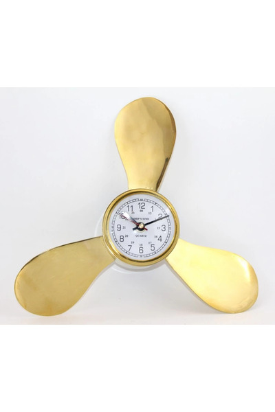 EASERA TİCARET Brass Wall Hanging Propeller Design Clock Ksk2057