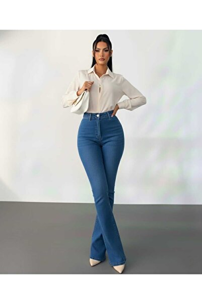 Trn JNS Pantaloni de blugi spanioli Lndy Tall Flare bleumarin