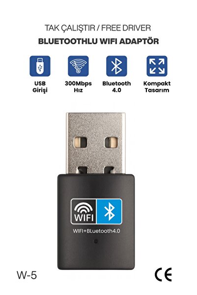 Concord Usb Wifi Adaptör Wifi+Bluetooth Adaptör 2IN1 Free Driver Tak Çalıştır...