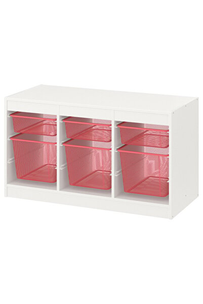 AZOZ MERCHLY Storage combination, white/light red, 99 x 44 x 56 cm