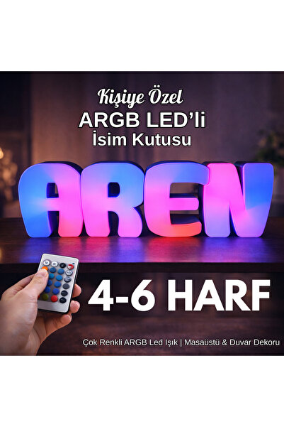 JETJEST Kişiye Özel ARGB LED'li Dekoratif İsim Kutusu