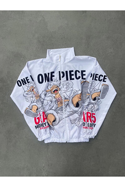 IVORA WEAR Parachute Fabric Zippered Digital Printed Windbreaker - White