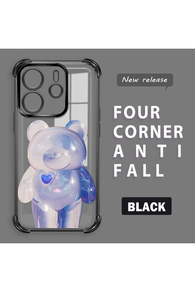 ucuc جراب سيليكون شفاف متوافق مع هاتف ريدمي نوت 14، تصميم عصري على شكل دب، حم...