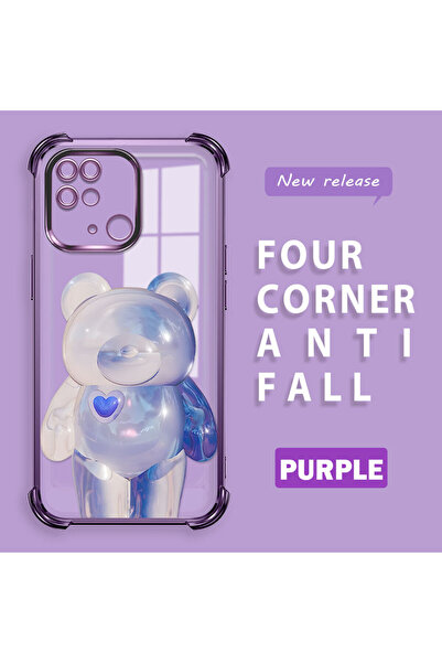 ucuc حافظة سيليكون شفافة متوافقة مع هاتف Redmi 10C، حماية للكاميرا على شكل دب...