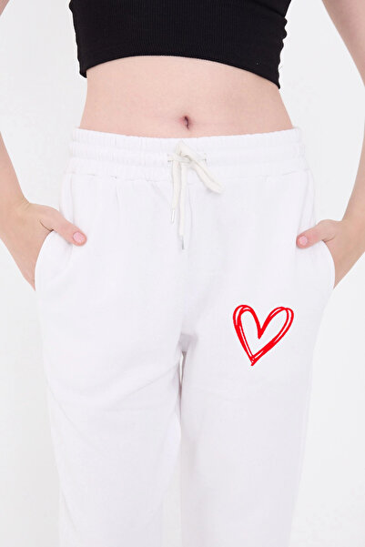 DGSTYL3    Oversize Pipe Leg Printed Sweatpants - White