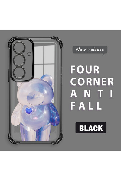 ucuc جراب سامسونج جالاكسي S25 الجديد من السيليكون الشفاف بتصميم دب عصري وحماي...