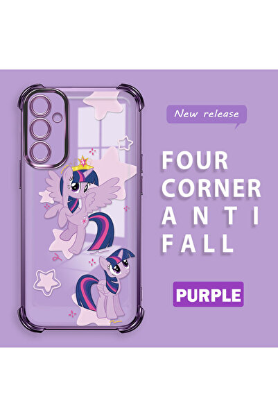 ucuc Samsung Galaxy A34 5G Uyumlu Şeffaf Silikon Kılıf Pony Desenli Kamera Ko...