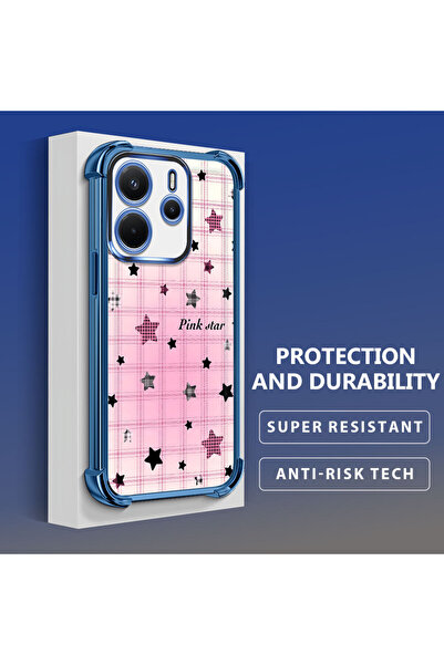 ucuc Redmi Note 14 Compatible Transparent Silicone Colorful Star Camera Prote...