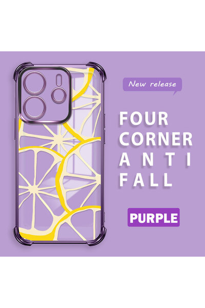 ucuc غطاء حماية شفاف متوافق مع كاميرا ريدمي نوت 14، مضاد للصدمات بنمط الليمون