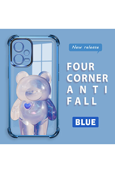 ucuc حافظة سيليكون شفافة متوافقة مع Poco X5 5G، حماية للكاميرا على شكل دب عصر...