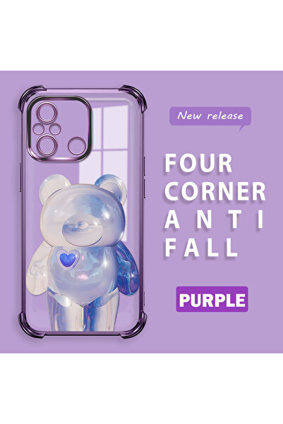 ucuc حافظة سيليكون شفافة متوافقة مع هاتف Redmi 12C، حماية للكاميرا على شكل دب...