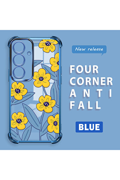 ucuc حافظة سامسونج جالاكسي S25 المتوافقة من السيليكون الشفاف مع زهرة صفراء صغ...