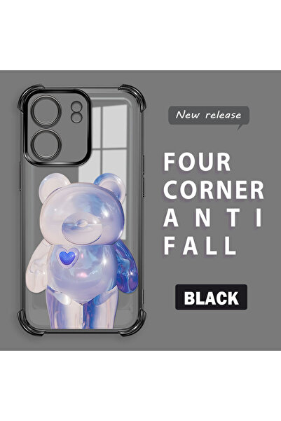 ucuc حافظة سيليكون شفافة متوافقة مع Poco C65، حماية للكاميرا على شكل دب عصري،...