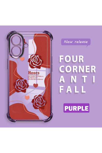 ucuc غطاء حماية شفاف من السيليكون بنمط الورود متوافق مع آيفون 16 مضاد للصدمات