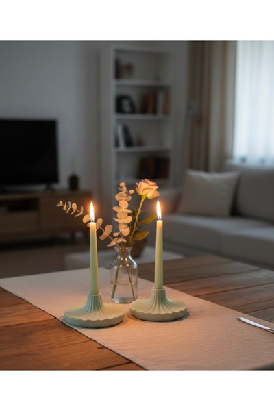 Markasız ucuz 2'li Dalgalı Modern Şamdan-Mumluk Seti - Dekoratif Estetik Obje...