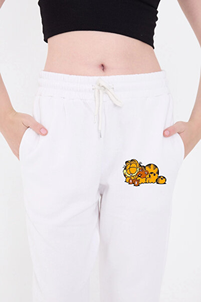 SATIYU BUTİK Asmedo Women's Three-Thread Cotton Printed Sweatpants with Elast...