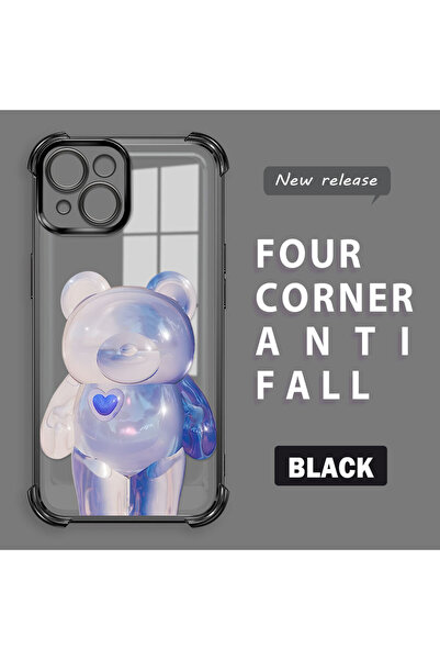 ucuc حافظة سيليكون شفافة متوافقة مع آيفون 15، تصميم عصري على شكل دب، حماية لل...