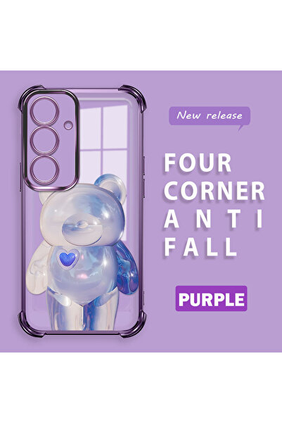 ucuc جراب سامسونج جالاكسي S25 الجديد من السيليكون الشفاف بتصميم دب عصري وحماي...