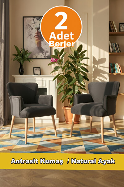LOVİSSE HOME 2 Ad Antrasit Hera Berjer Tekli Koltuk, Bekleme, Ofis, Balkon, o...