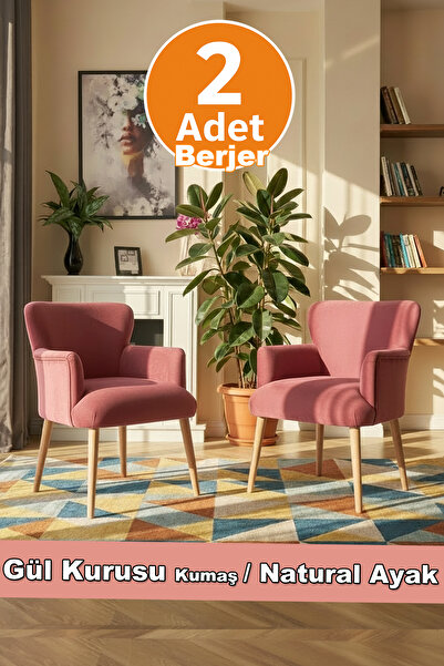 LOVİSSE HOME Hera Berjer 2 Ad Gül Kurusu Tekli Koltuk, Bekleme, Ofis, Balkon,...