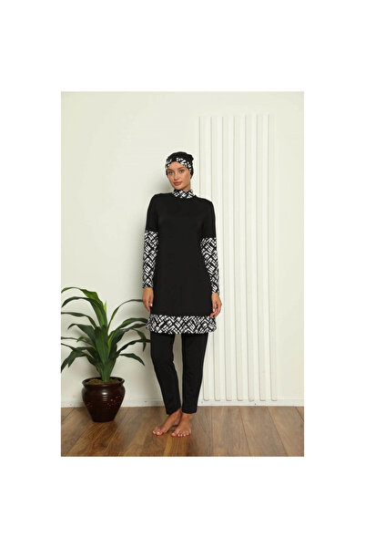 Narnuga Mi̇ray- Full Coverage Digital Patterned Swimsuit Black